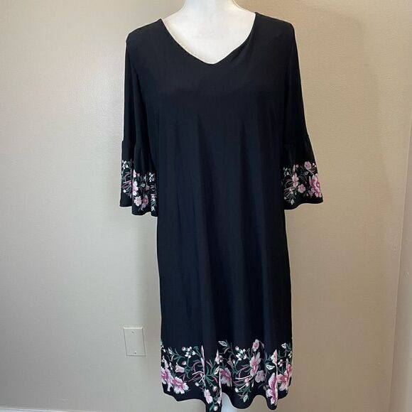 Roz& Ali | Large| Stretch| Soft| Bell sleeves| Midi| Dress| Floral Print - Picture 12 of 12